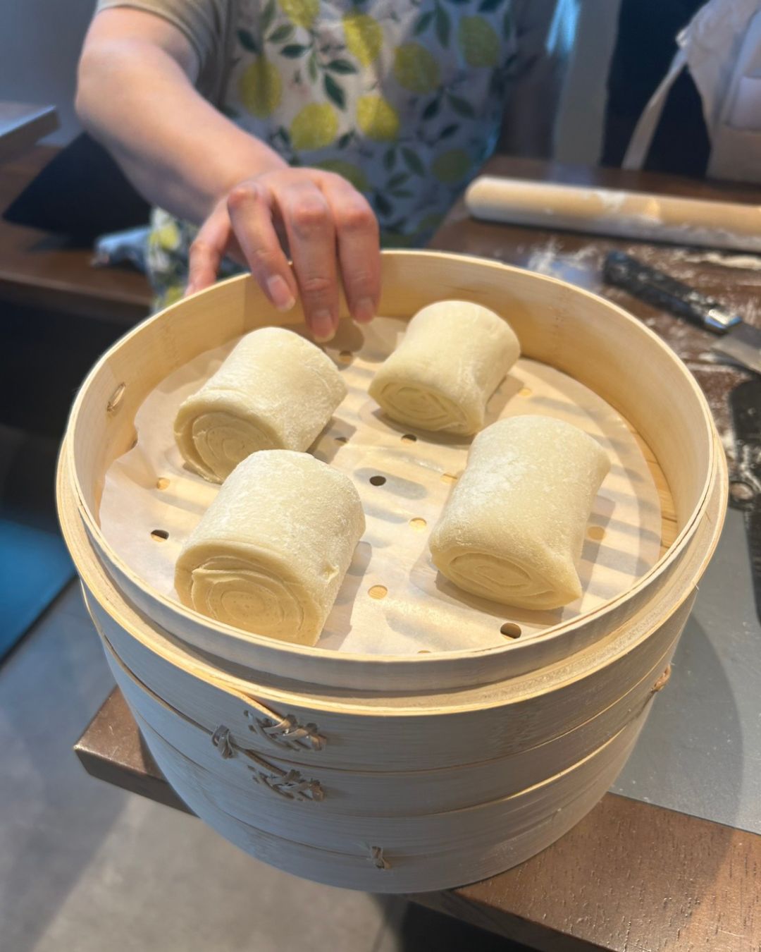 Handmade steamed buns (Mantou)